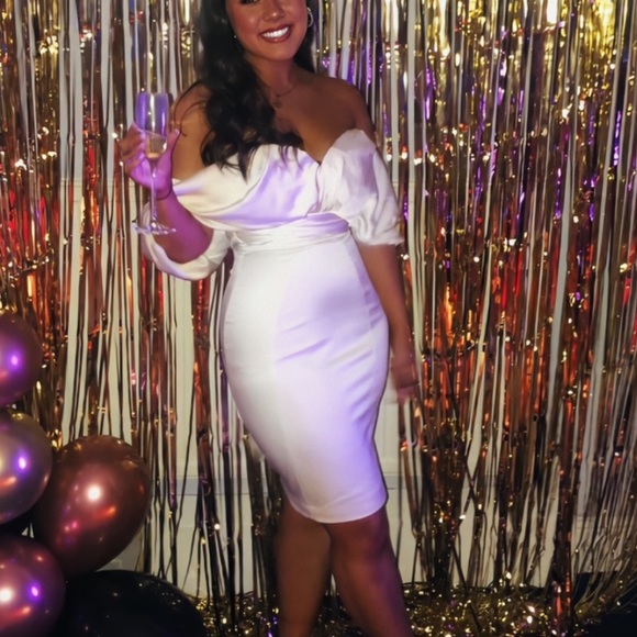 House Of CB Aisha Ivory Satin Strapless Dress